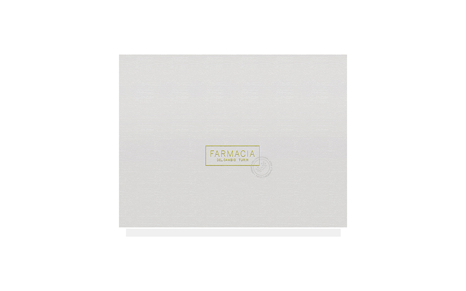 Scatola rigida minimal per packaging Farmacia Del Cambio