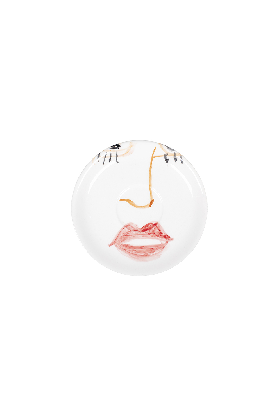 Piatto illustrato in ceramica con segno gestuale a mano libera