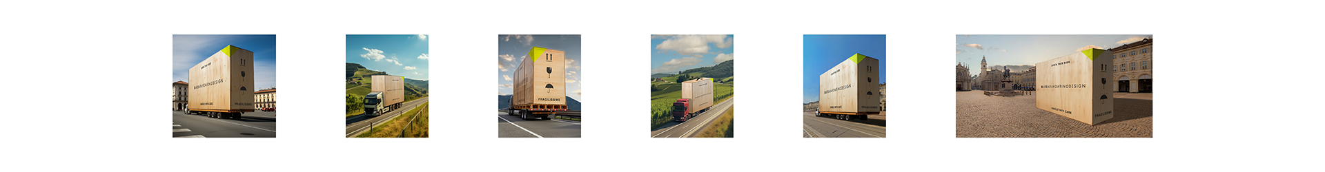 Cassa da trasporto oversize su camion in contesto urbano per visual concept