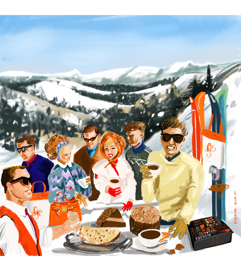Illustrazione finale della scena alpina per la Christmas Collection 2024