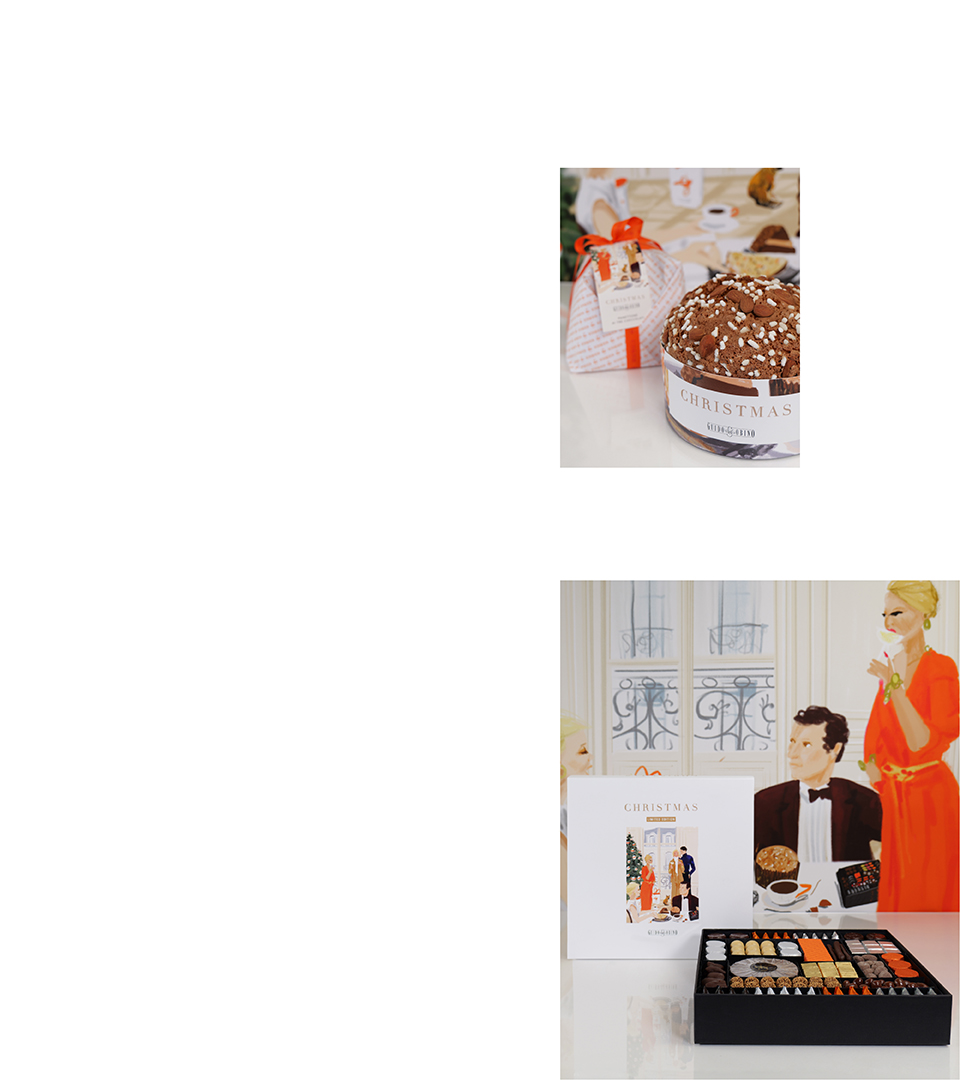Scatola cioccolatini e panettone della Christmas Collection 2024