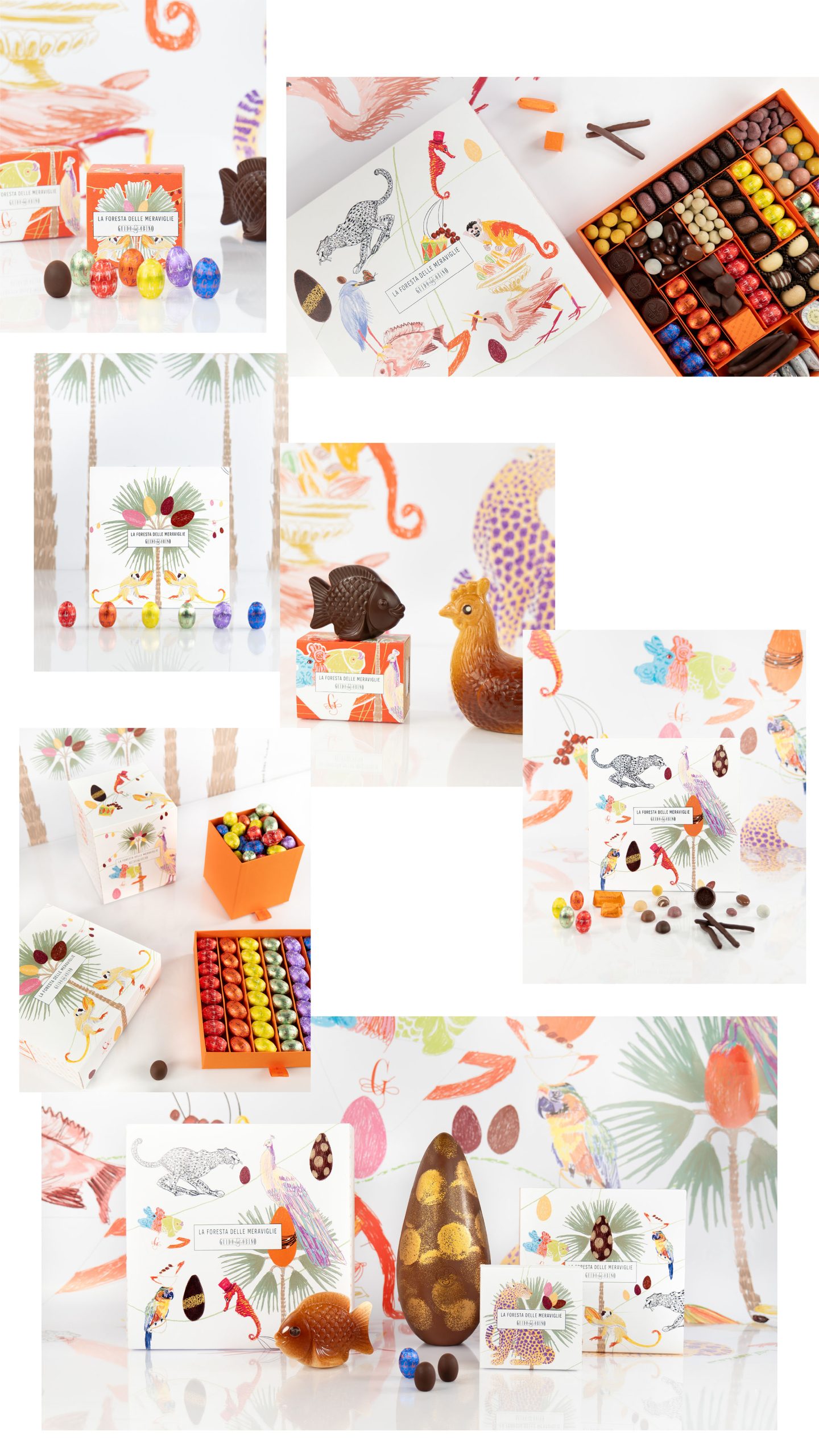 Soggetti in cioccolato e packaging illustrato della collezione Easter 2025 vista mobile