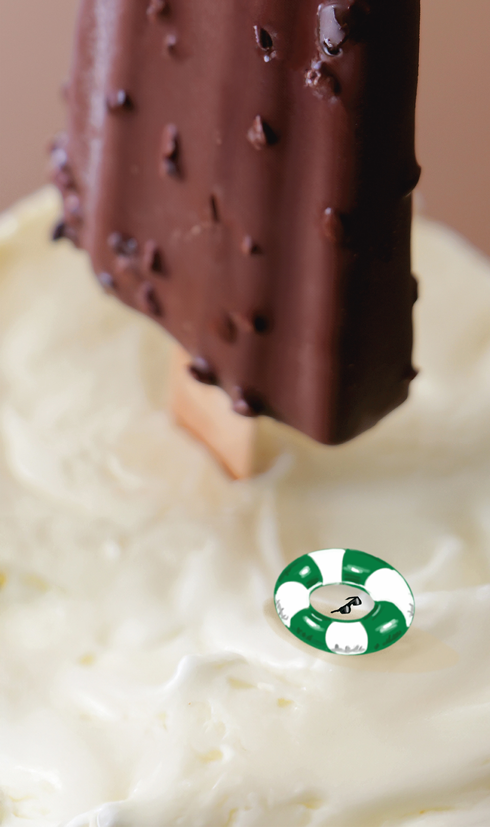 Superficie materica dello Stik al cioccolato frozen