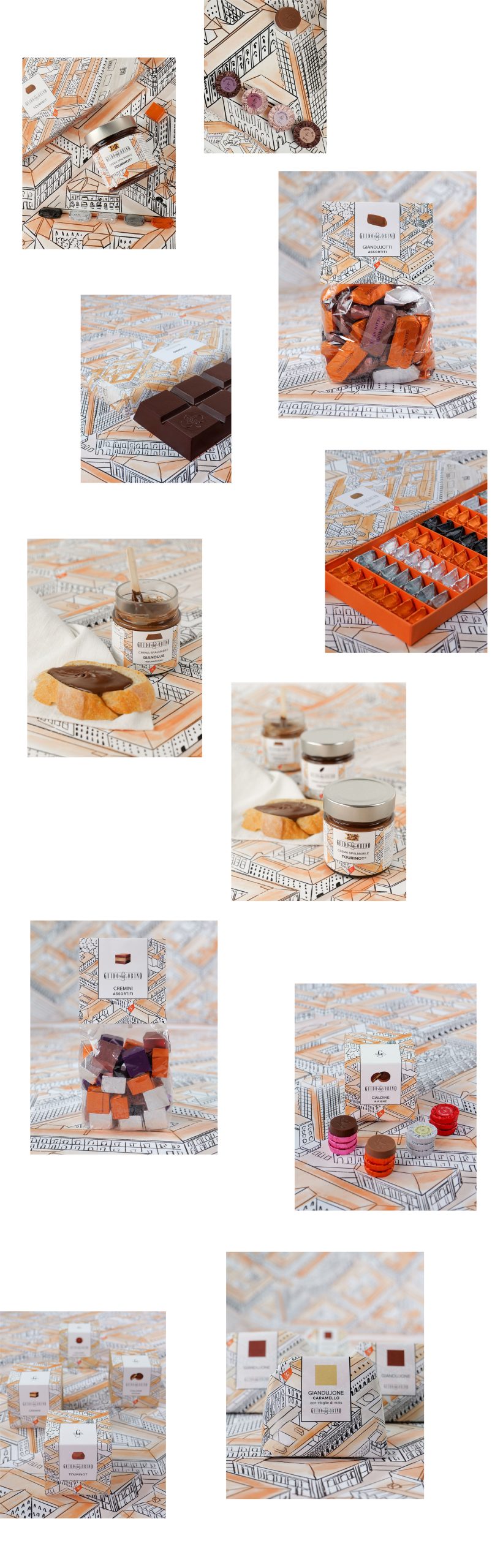 Shooting linea prodotto Gobino con packaging coordinato al concept illustrato vista mobile
