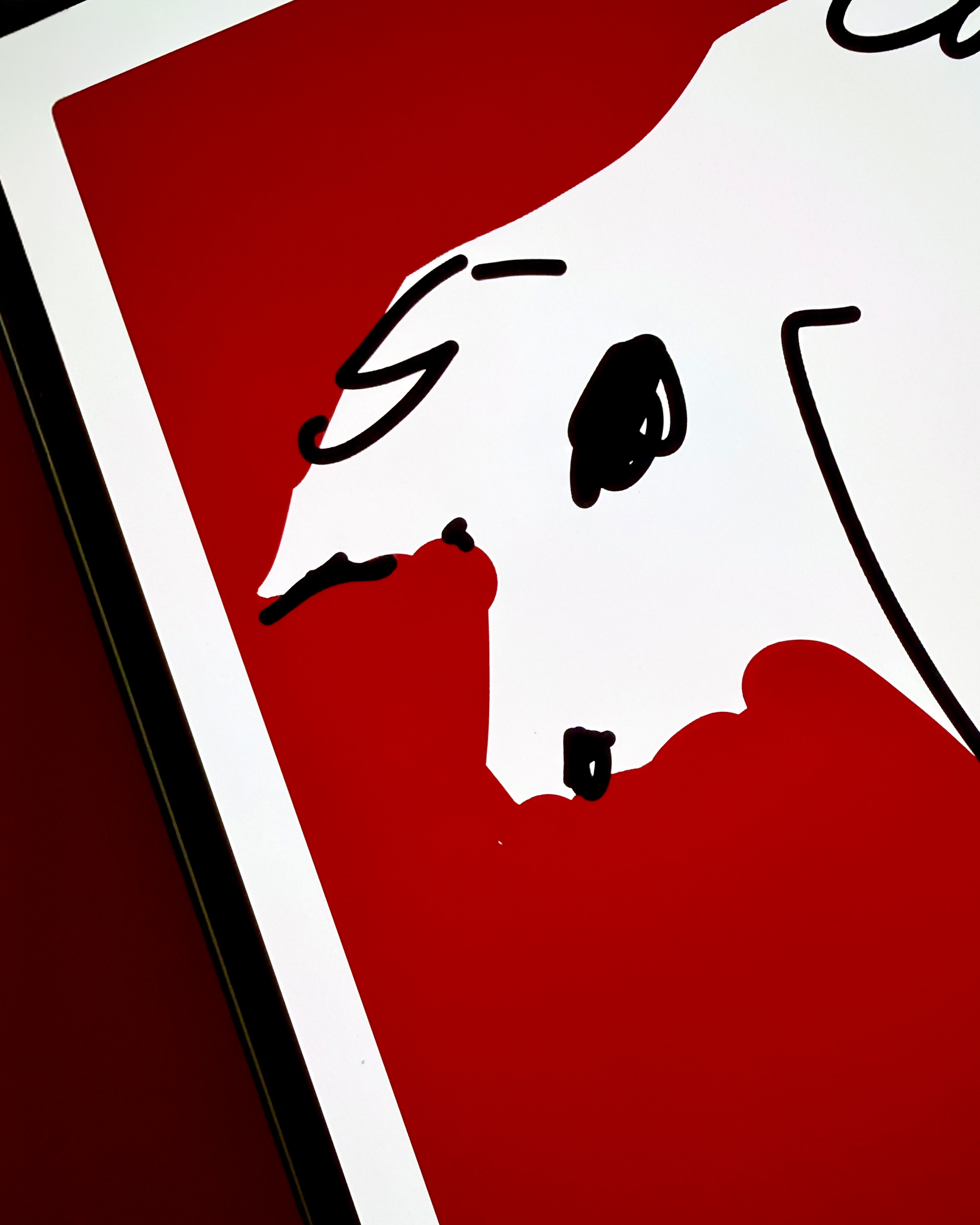 Dettaglio dell’illustrazione stilizzata di un bue su sfondo rosso, parte di un progetto di comunicazione visiva e illustrazione per un evento gastronomico.