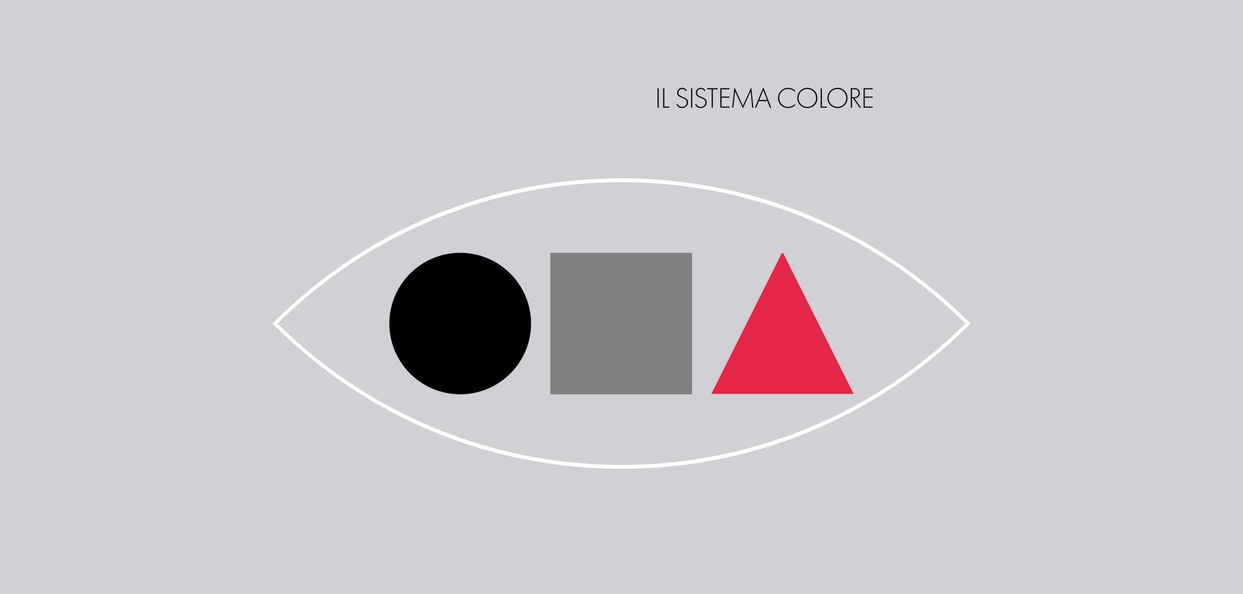 Palette della brand identity del convegno con occhio grafico, nero, grigio argilla e rosso primario.
